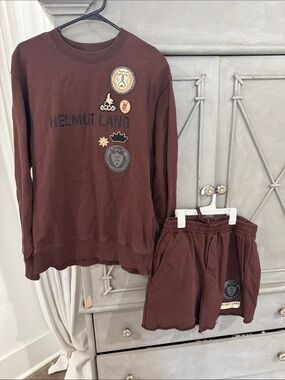 Men Helmut Lang Brown Patch Logo Set